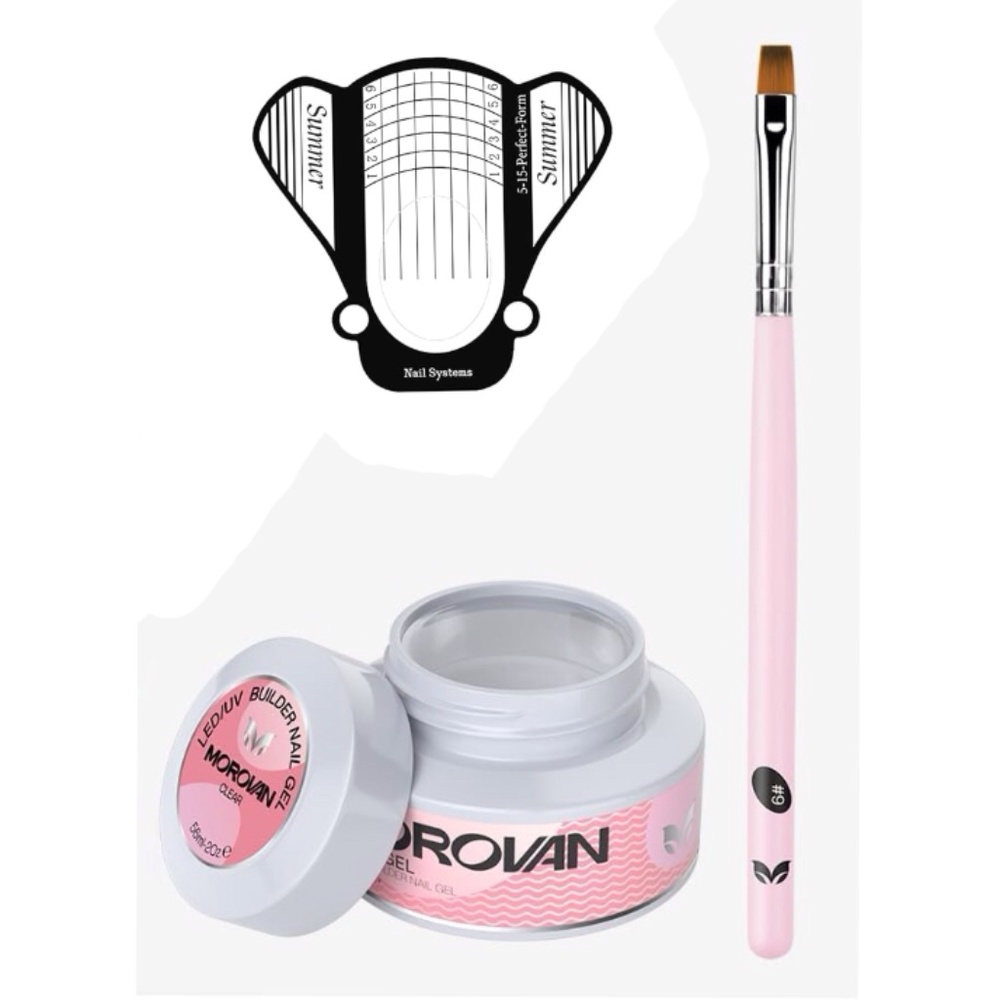 Morovan Professional Clear Builder Nail Set